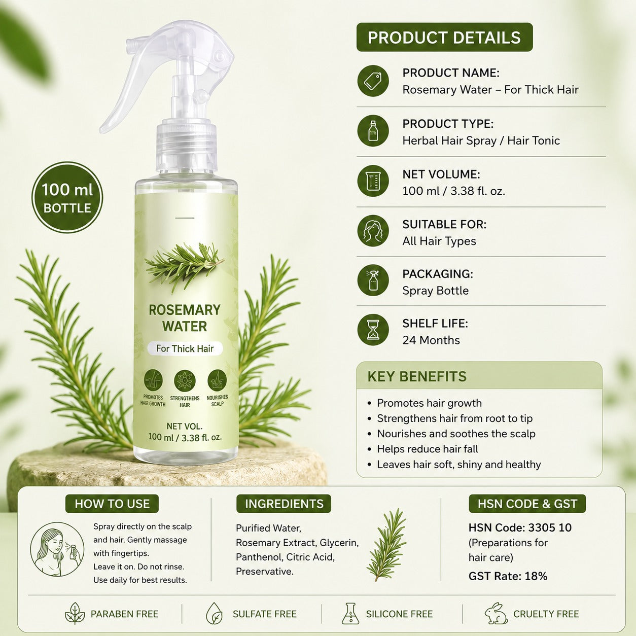 Rosemary Water Hair Spray pack of 1