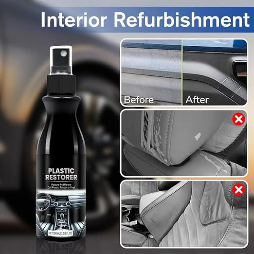 Plastic Coating Scratch Remover Plastic Parts Refresher Agent Bring Plastic, Rubber, and Vinyl Back to Life! with Micro Fiber Cloth 1PCS