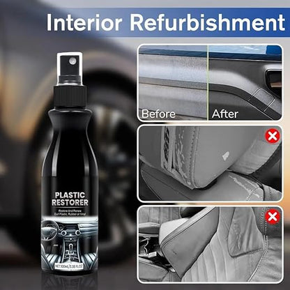 Plastic Coating Scratch Remover Plastic Parts Refresher Agent Bring Plastic, Rubber, and Vinyl Back to Life! with Micro Fiber Cloth 1PCS
