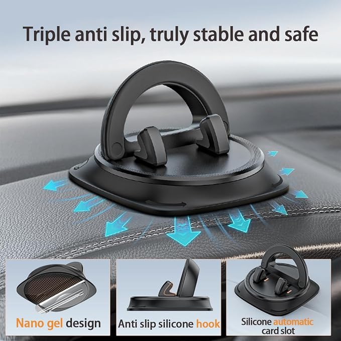 360° Rotatable  Anti-Slip Silicone Automotive Cell Phone Holder Mount for Vehicle Dashboard