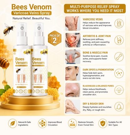 Bees Venom Spray Natural Relief For Varicose Veins & Spider Veins (Pack Of 2)