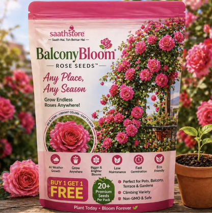 Bloom Roses Flower Seeds – Pack of 2 + Plant Booster | Beautiful Climbing Roses for Home & Garden