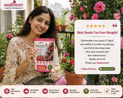 Bloom Roses Flower Seeds – Pack of 2 + Plant Booster | Beautiful Climbing Roses for Home & Garden