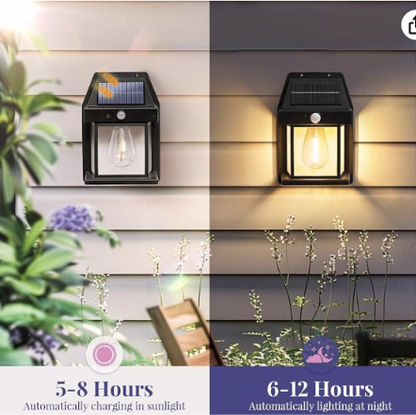 Solar Wall Lights Motion Sensor Waterproof LED 3 Modes Sconce Solar Lamp Auto Charging Exterior Security Light for Outdoor Porch, Patio, Garden, Balcony & Pathway