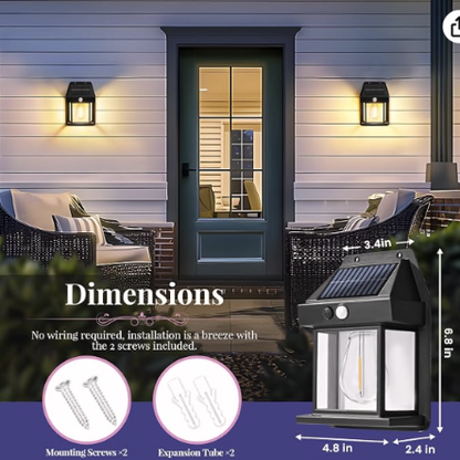 Solar Wall Lights Motion Sensor Waterproof LED 3 Modes Sconce Solar Lamp Auto Charging Exterior Security Light for Outdoor Porch, Patio, Garden, Balcony & Pathway